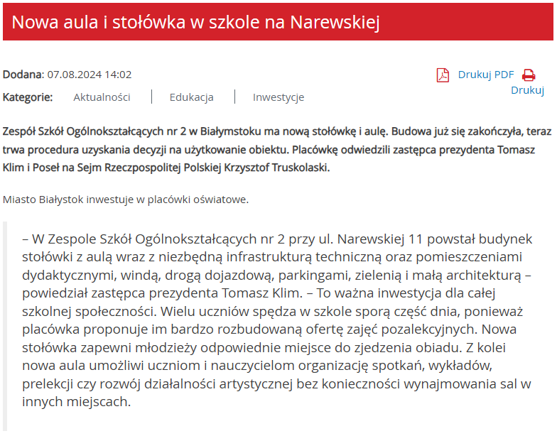 nowa aula i stołówka