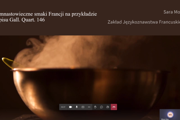 Zajęciach on-line pani dr Sary Moroz z Zakładu Językoznawstwa Francuskiego UwB