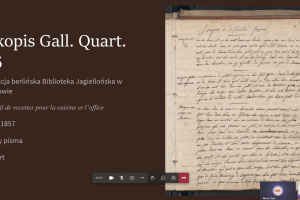 Zajęciach on-line pani dr Sary Moroz z Zakładu Językoznawstwa Francuskiego UwB