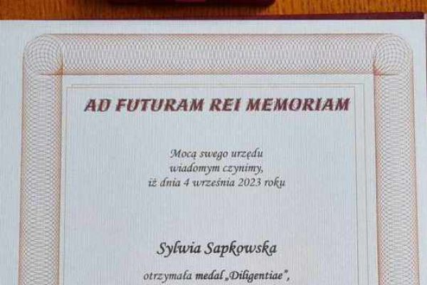 Dyplom Sylwii Sapkowskiej 