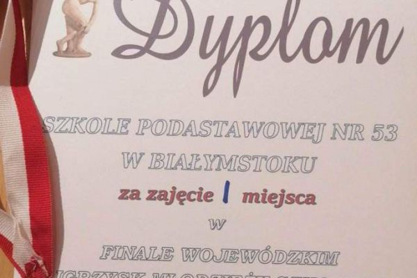 Dyplom za zajęcie I miejsca