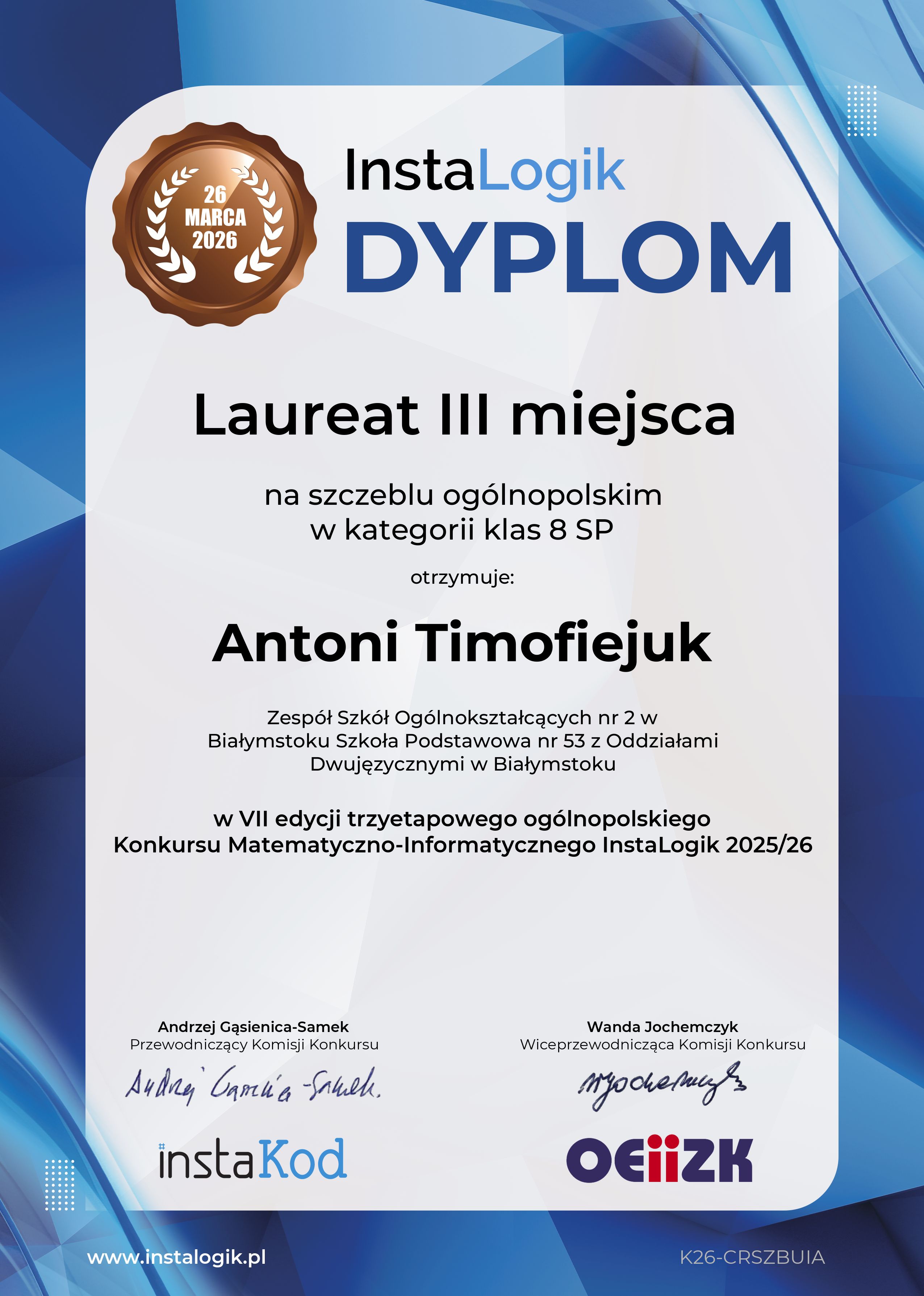 dyplom instalogik 7 antoni timofiejuk